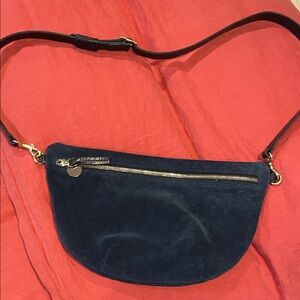 Clare V Dark Blue Suede Crossbody Bag